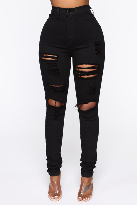 Denim Stretch Ripped Denim Skinny Pants