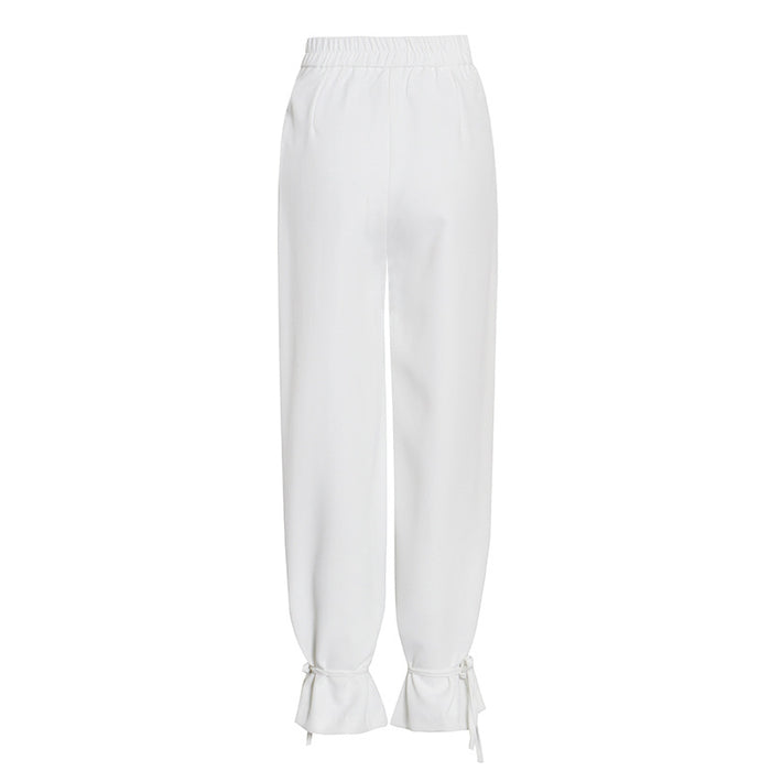 White Suit Women Trendy Office Design Wide-leg Pants Two-piece Set