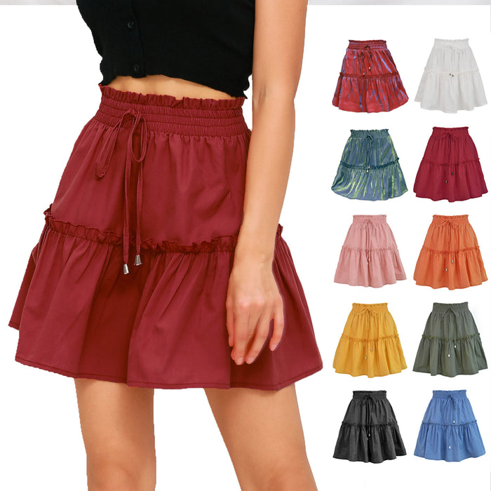 Short Skirt High Waist Elastic Solid Skirt