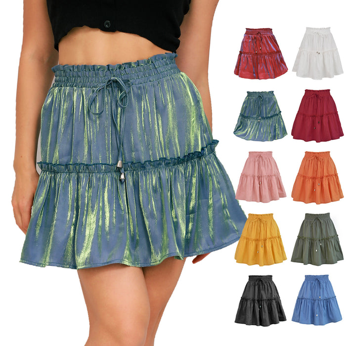 Short Skirt High Waist Elastic Solid Skirt