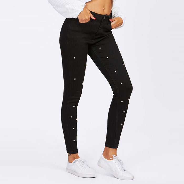 Spring Black Pearl Denim Trousers