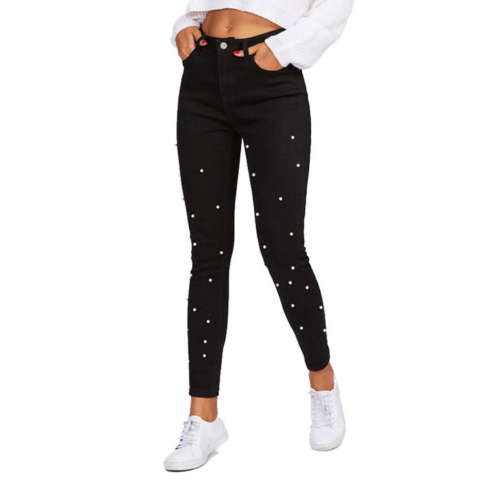 Spring Black Pearl Denim Trousers