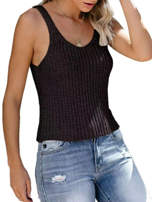 New Solid Color Fashion Camisole Home Ice Silk Knitted Women