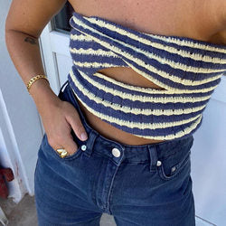 Vacation Sexy Stripes Sweaters Tube Top Vest Top Women