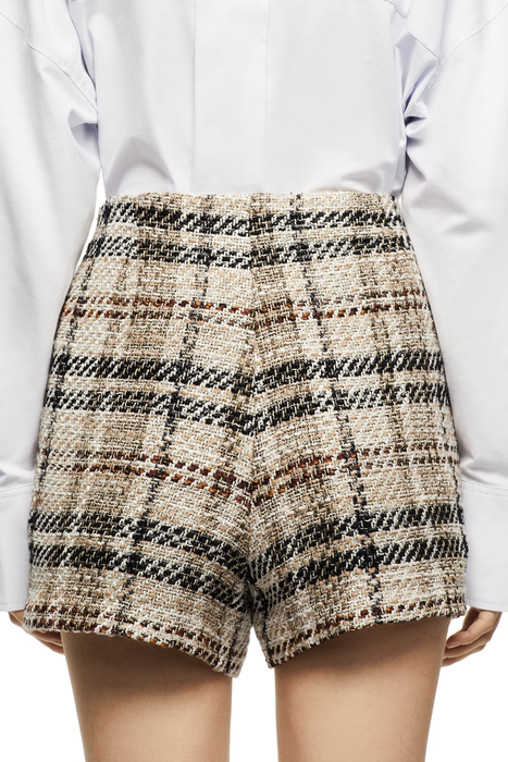 Office Office Lightly Mature Shorts Spring New Check Plaid Skirt High Waist Slimming Longer Leg Check Wide Leg Shorts Skort Tweed