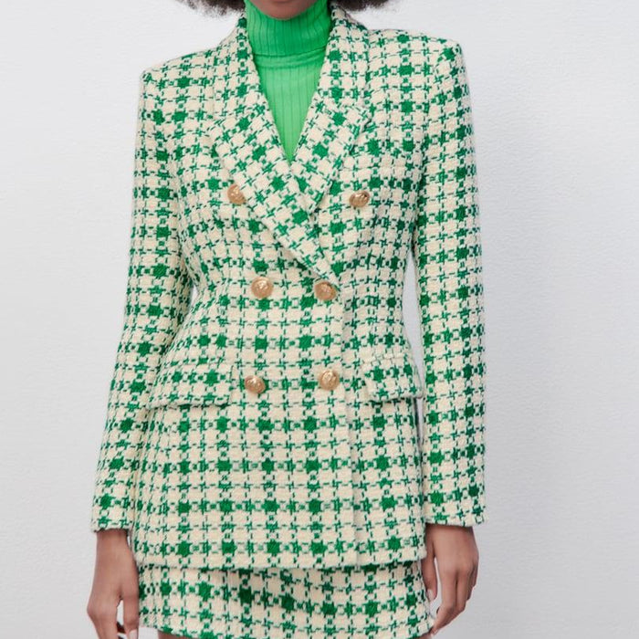 Spring Texture Double Row Ornament Blazer