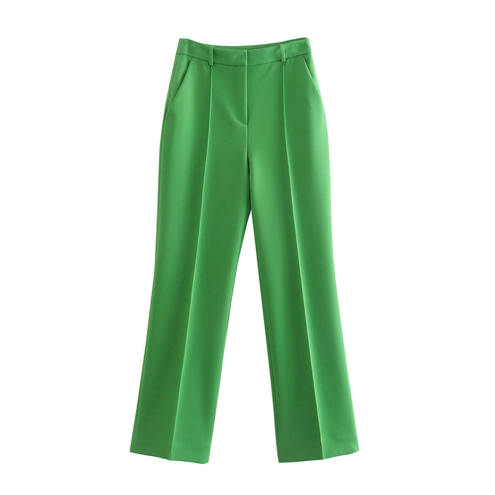 Spring Women Clothing Ribbed Straight-Leg Pants