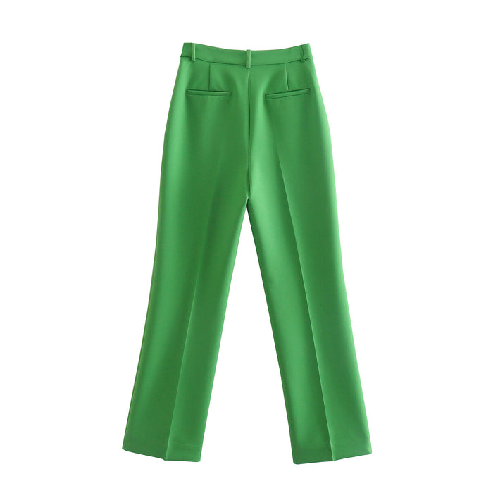 Spring Women Clothing Ribbed Straight-Leg Pants