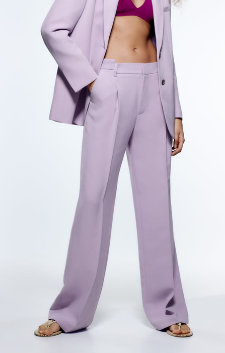 Spring Women Purple Casual Straight Trousers