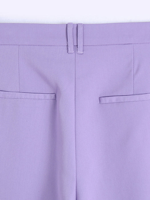 Spring Women Purple Casual Straight Trousers