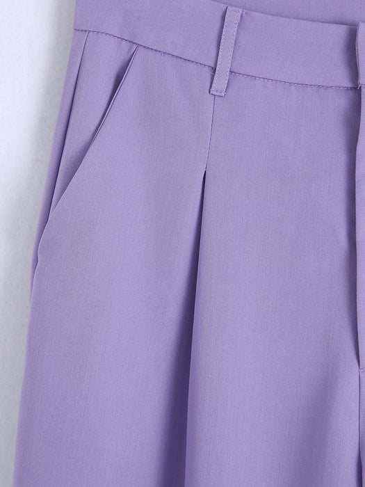 Spring Women Purple Casual Straight Trousers