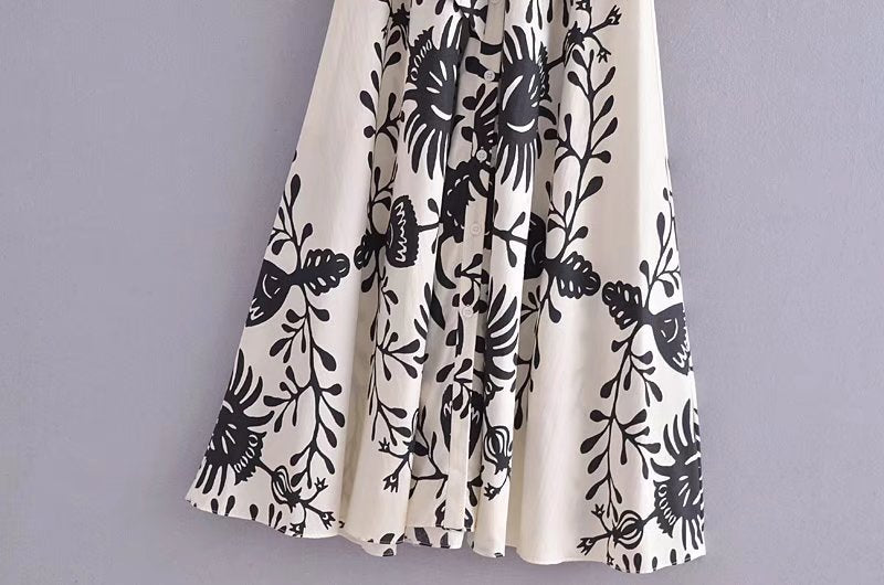 Summer Wind Women Long Sleeve Printed Shirt Dress