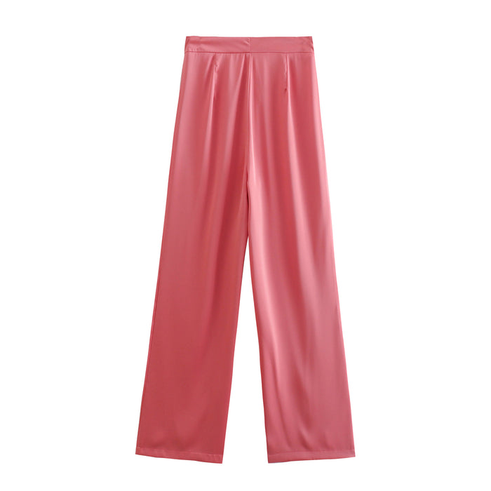 Summer Wind Women New Straight Satin Trousers