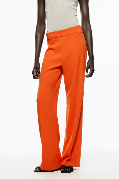 Straight High Waist Orange Baggy Pants Women