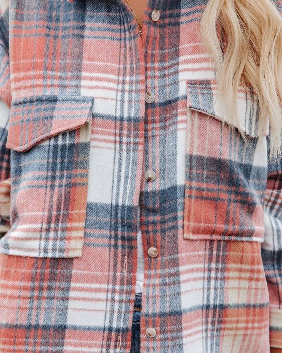 Autumn Winter Women Clothing Mid-Length Large Pocket Plaid Coat