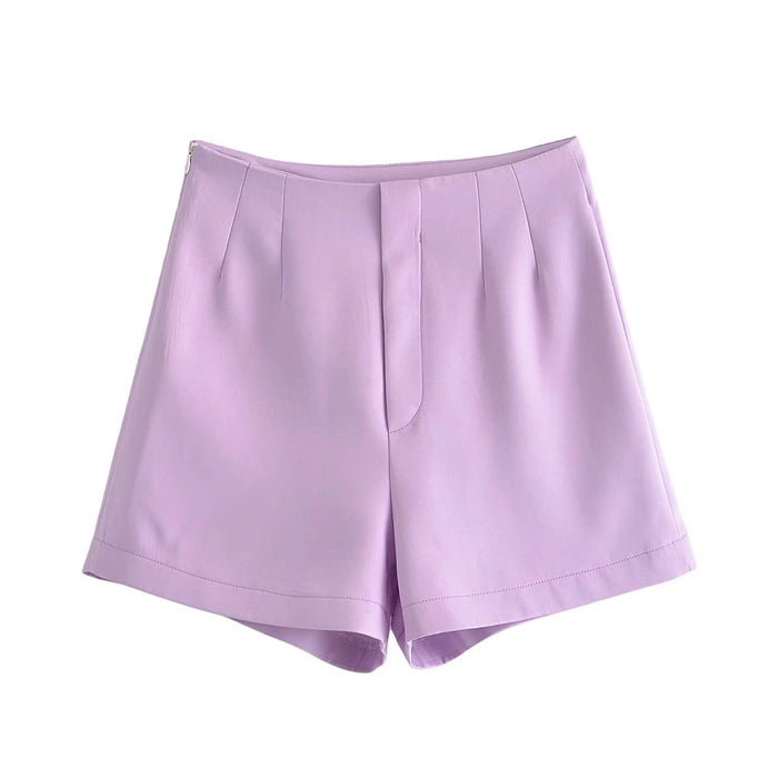 Summer Wind Women Purple High Waist Shorts