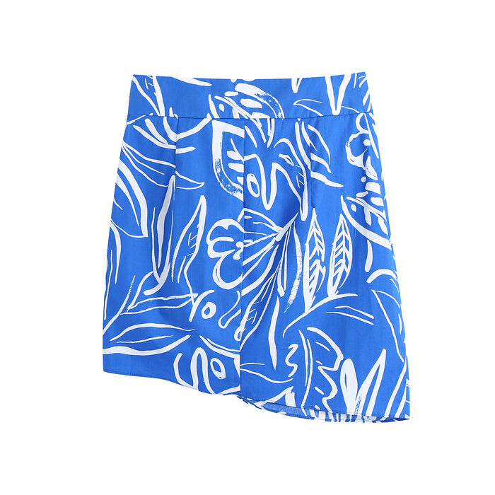 Spring Women New Pleated Design Printed Skirt