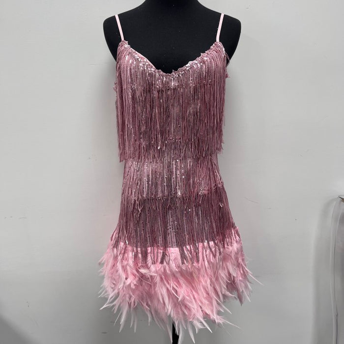 Tassel Sequ Feather Stitching Dress