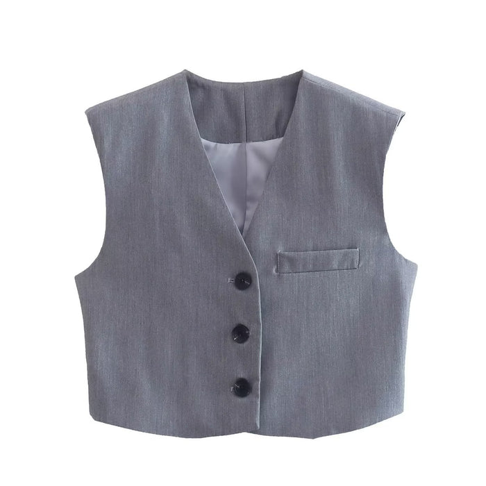 Gray Vest Slimming Sleeveless Women Casual British Women Top