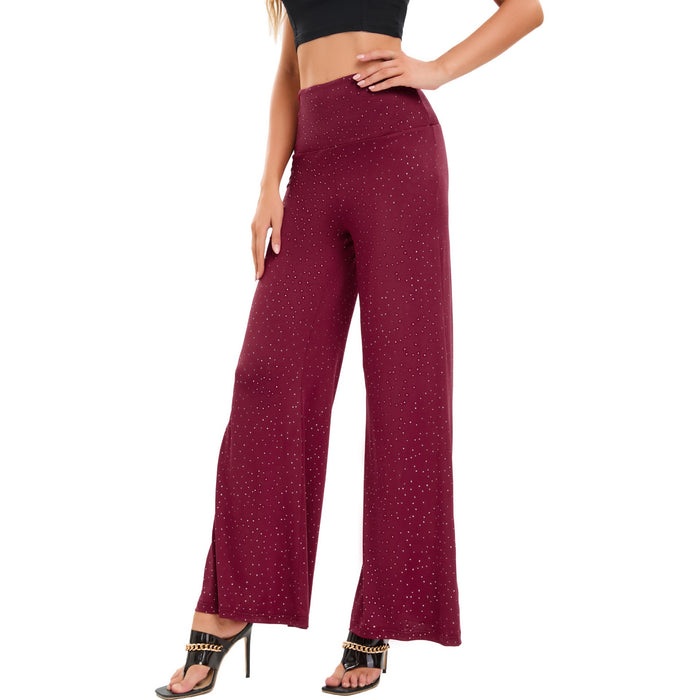 Light Diamond Casual High Waist Yoga Pants Wide Leg Trousers