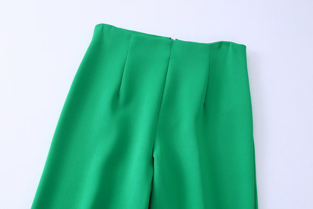 Elegant Sexy Solid Color Minimal High Waist Trousers Autumn Winter Work Pant for Women