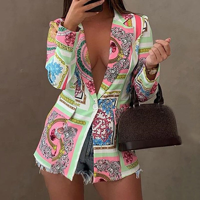 New Autumn Winter Long Sleeve Sexy Print Small Blazer