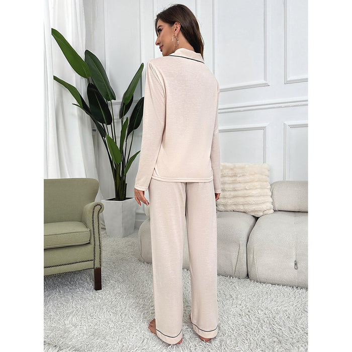 Pajamas Women Autumn Winter Solid Color Cardigan Long Sleeve Home Wear Suit Can Be Worn Outside