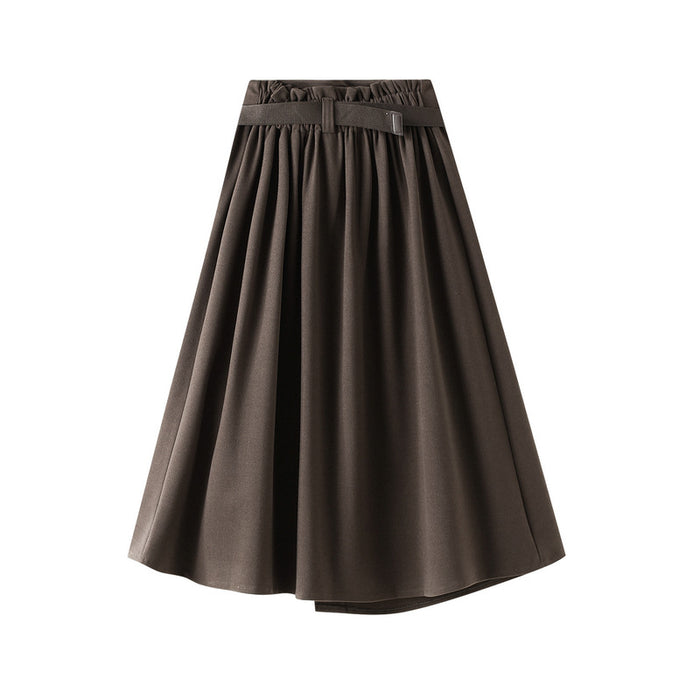 Irregular Asymmetric Skirt for Women Autumn Korean High Waist Slimming Mid-Length A- line Big Hem Skirt