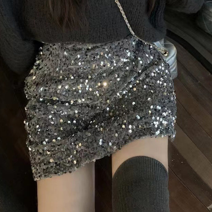 Sexy Sequined Skirt for Women Spring Sexy High Waist Slimming Child Hip Skirt for Women