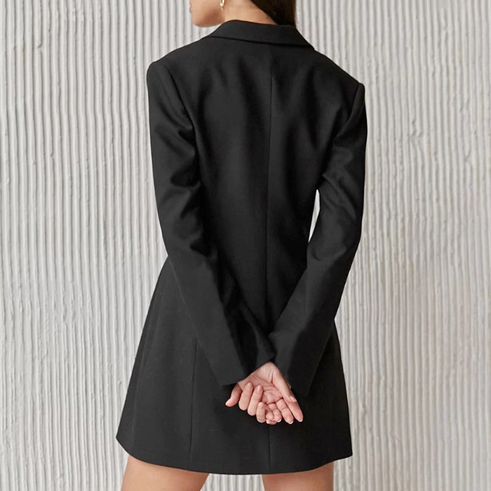 Autumn Women Clothing Long-Sleeved Dress Office Professional Black Blazer Dress Niche