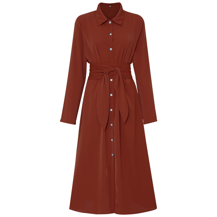 Dress Early Autumn Elegant Slim Single-Breasted Shirt Dress