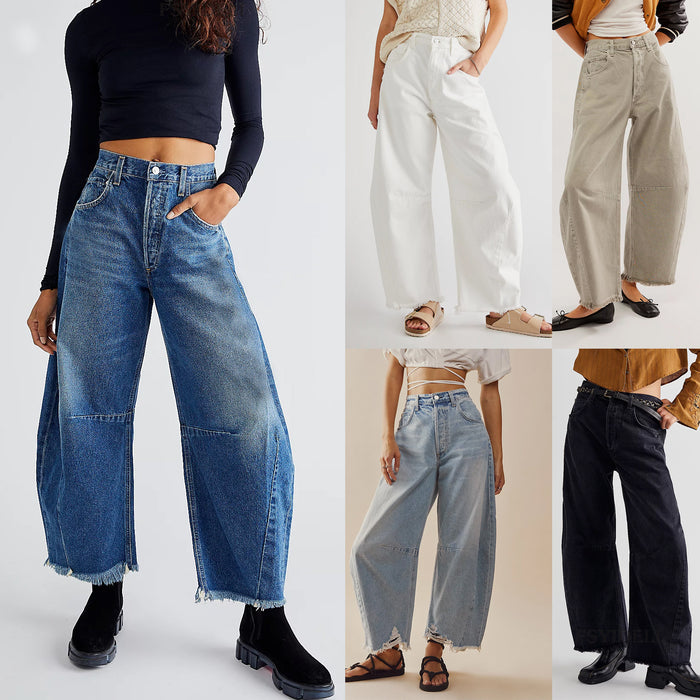 Straight Jeans Multi Color Cropped Pants Casual Wide Leg Jeans for Women