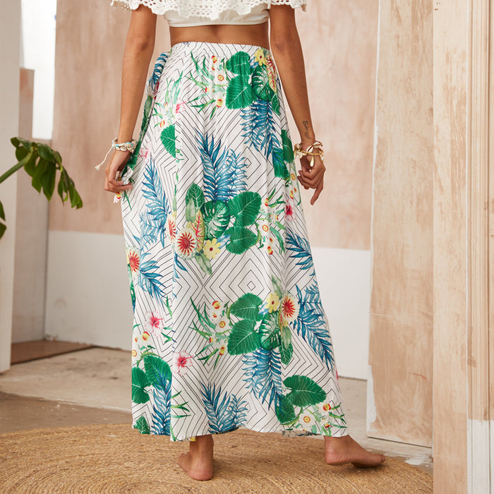 Summer Skirt Printed Long Chiffon Skirt