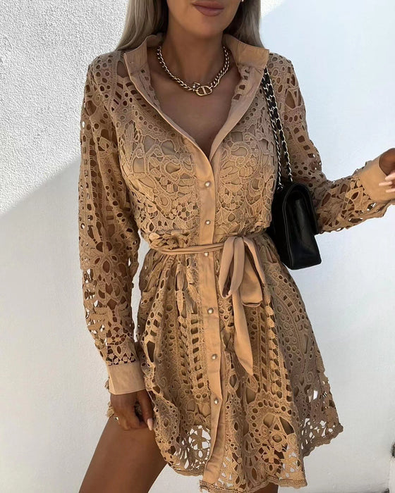 Fashionable Elegant Lace Mini Lace-up Dress for Women