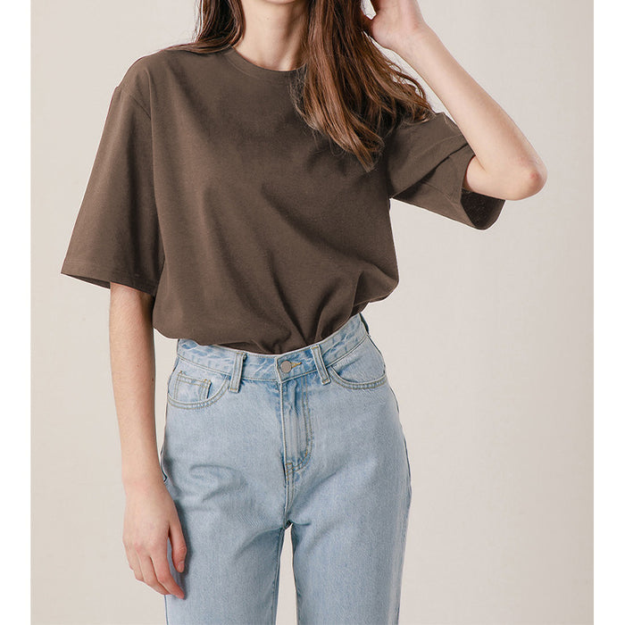 All Cotton T shirt Women  Summer Loose Korean T shirt   Brushed Cotton Couple Top