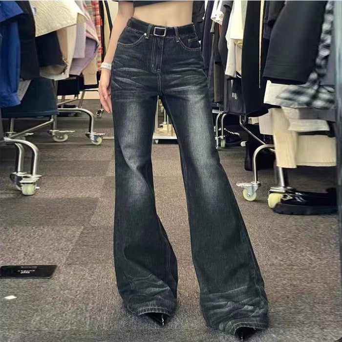 Retro Skinny Jeans Women Washed Gradient Color High Mop Pants Casual Trousers