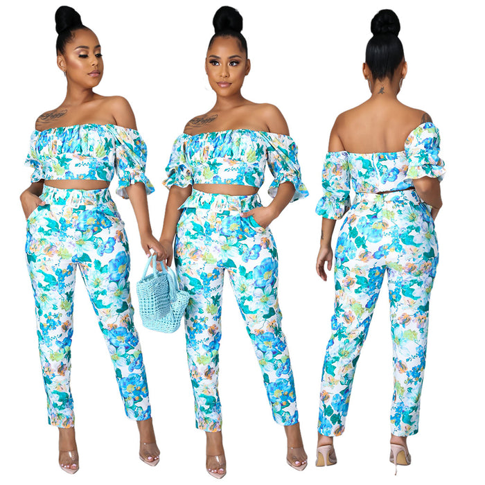 Sexy Printed Tube Top Set Two-Piece Set