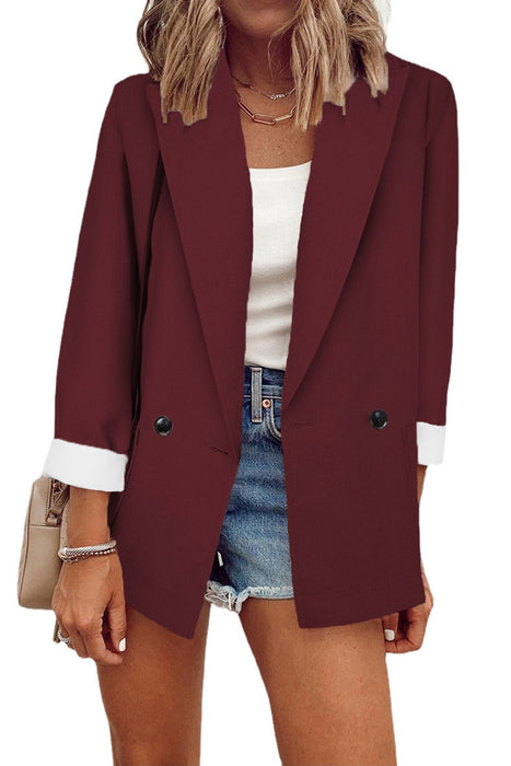 Solid Color Small Blazer Single Long Sleeve Spring Autumn Blazer