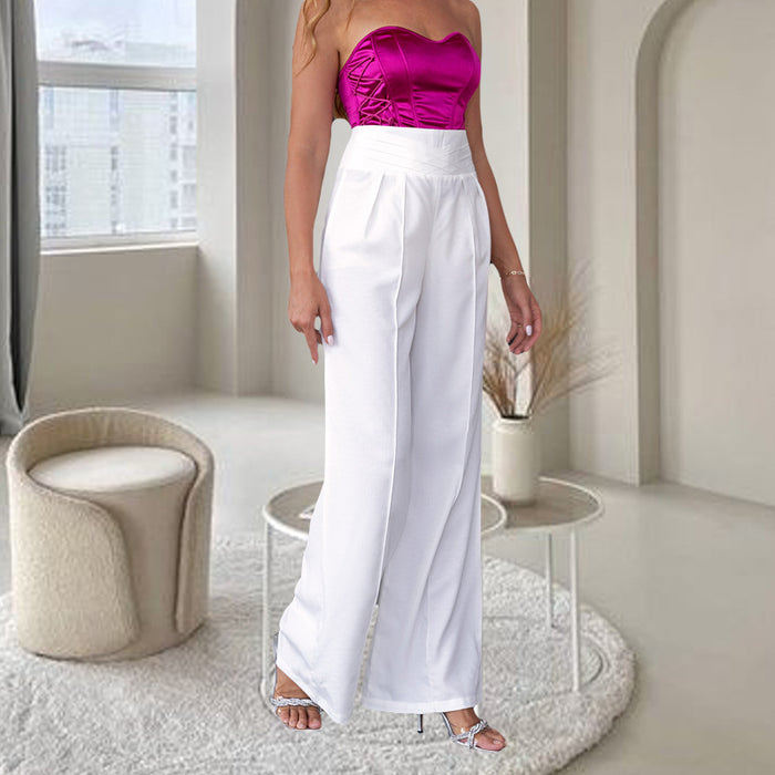 Autumn Winter High Grade White Work Pant All Match Wide Leg Pants Niche Casual High Waist Pants for Women