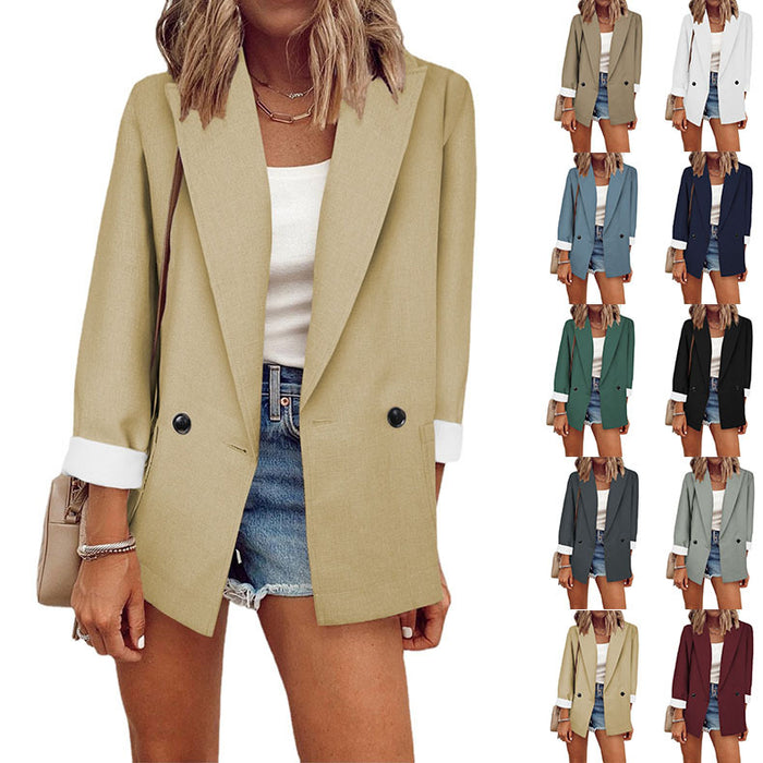 Solid Color Small Blazer Single Long Sleeve Spring Autumn Blazer