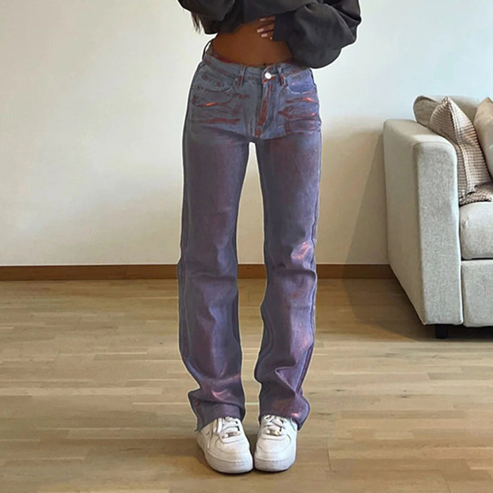 Personalized Tie Dyed Washed Worn Jeans Women Loose Drooping Straight Leg Pants Mop Trousers Autumn