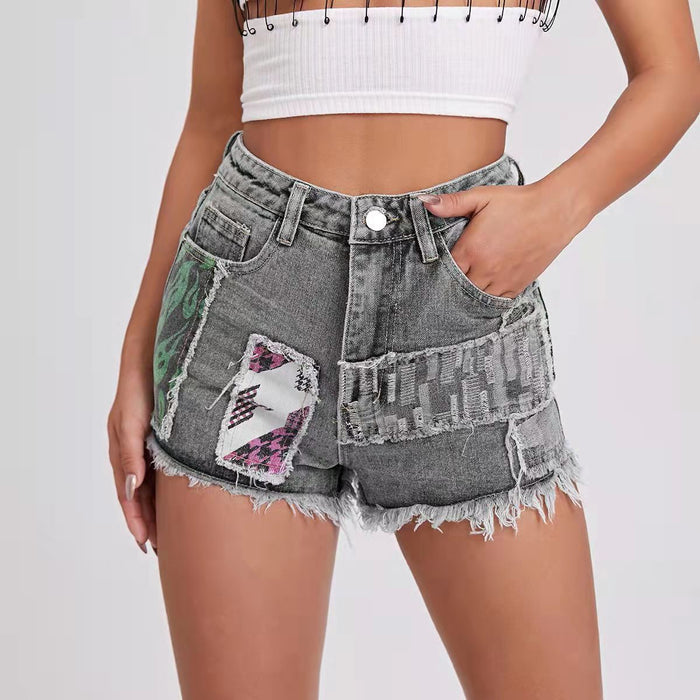 Summer High Waist Denim Shorts Women Frayed Women Clothing