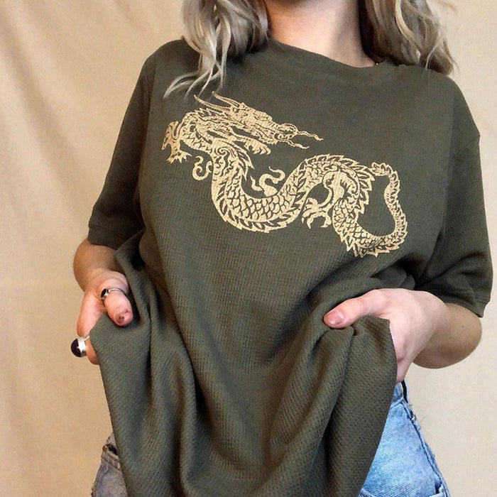 Hip Hop Short Sleeve Women Fried Street T shirt Dragon Pattern Printing Hip Hop Brand High Street T shirt Supply