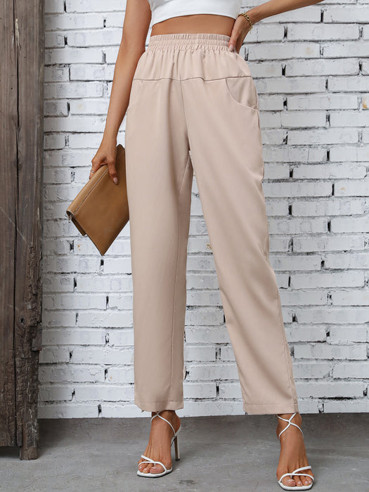 Women Clothing Spring Summer High Waist Solid Color Trousers Women