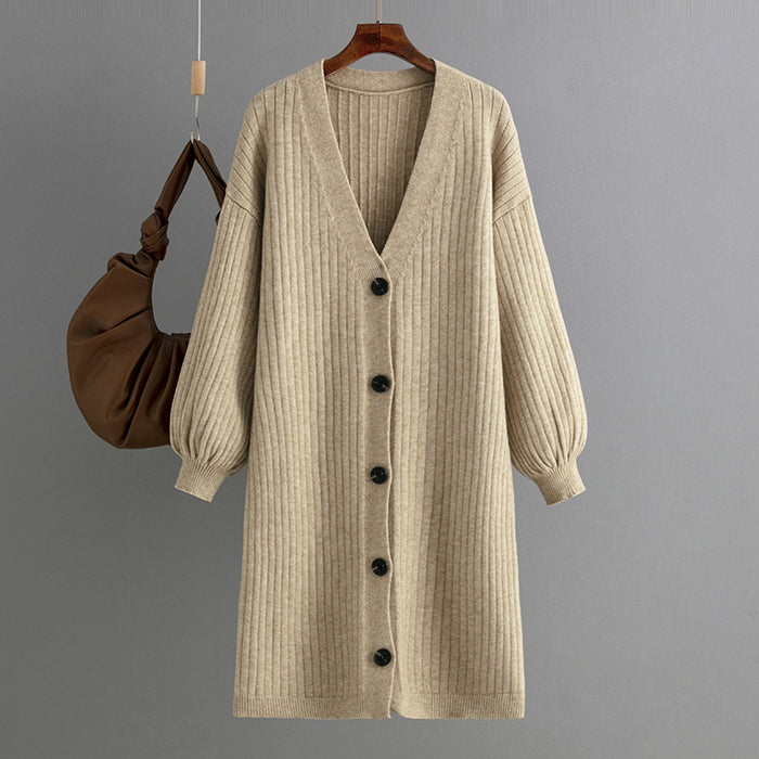 Sweater Coat Cardigan Women Thickened Outer Wear Autumn Winter Lazy Knitwear Loose Mid Length