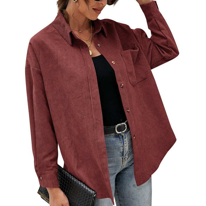 Autumn Winter Women Clothing Oversize Women Corduroy Loose Casual Shirt