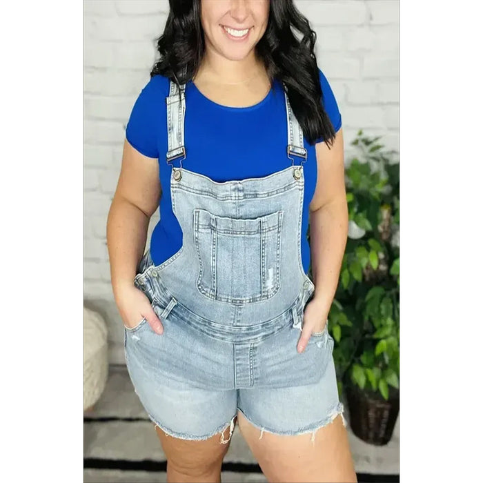 Jeans Pocket High Waist Suspender Trousers Denim Shorts