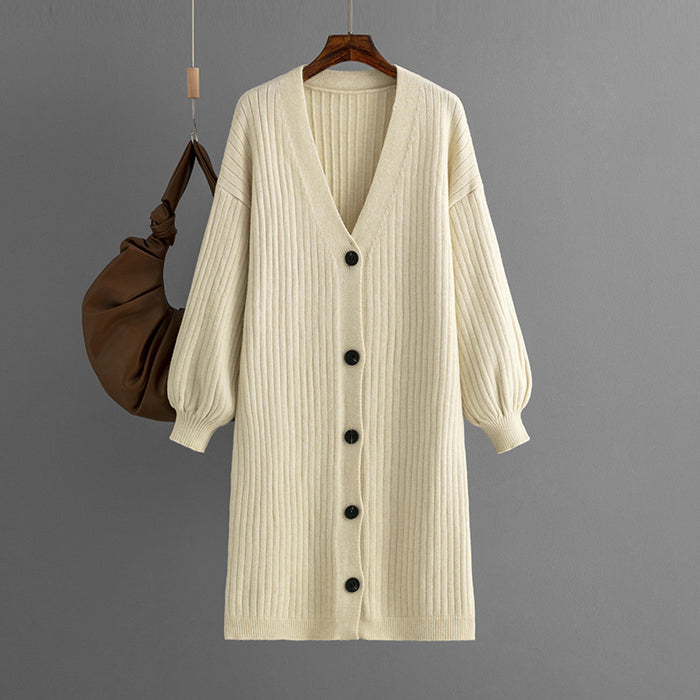 Sweater Coat Cardigan Women Thickened Outer Wear Autumn Winter Lazy Knitwear Loose Mid Length