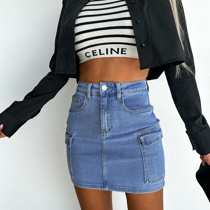 Skirt Women Short Sexy Tooling Denim Skirt