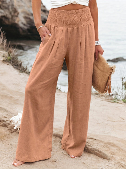 Spring Summer Women Casual Trousers Casual Cotton Distressed Mid Waist Trousers Outer Wear